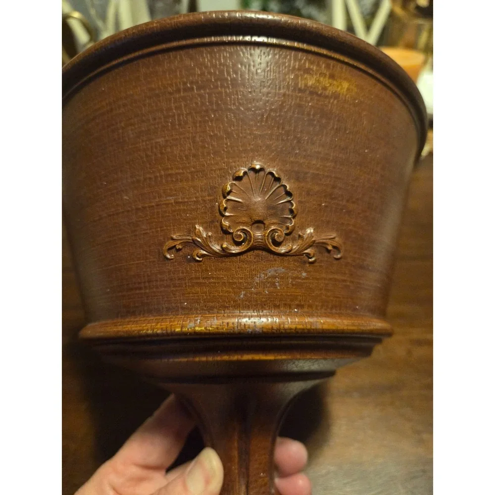 Vintage 1963 Syroco Inc. Wall Pocket Planter Sconce Faux Wood Finish Homco USA